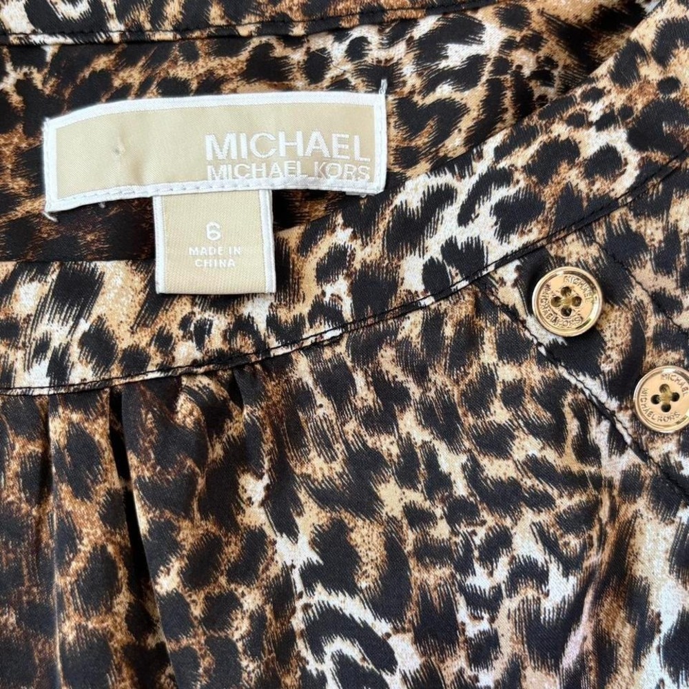 Michael Kors Leopard Long Sleeve Blouse with Gold Accent Buttons - Picture 8 of 8